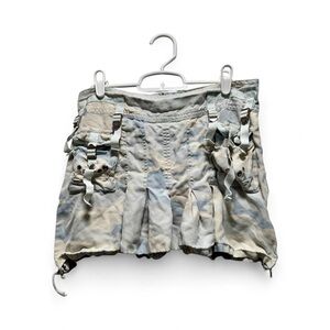 Authentic Da-Nang Silk Blend Cargo Camouflage Mini Skirt Small Vintage